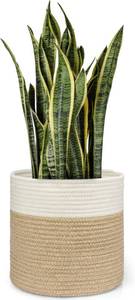 lot 242255 image: Dahey Plant Basket Indoor for 10 inch Pot Woven Jute Planter, White & Beige