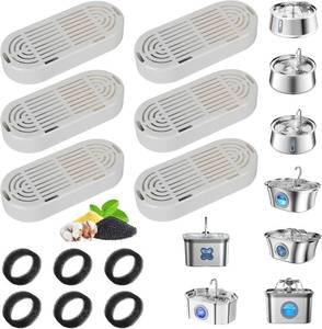 lot 242263 image: Cat Water Fountain Filter Replacement for Stainless Steel Pet Fountain