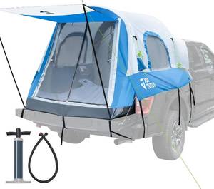 lot 342267 image: Retails for $240 JOYTUTUS Inflatable Truck Bed Tent 5.5-6.5FT with Awning, Includes Air Pump for Quick 30S Setup, Dual-use Pickup or Camping Tent for 2 Person, Truck Tent with Waterproof Roof Shade and 3 Windows