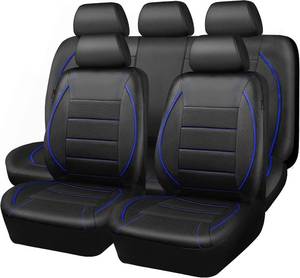 lot 342269 image: CAR PASS Universal FIT Piping Leather Car Seat Cover, for suvs,Van,Trucks,Airbag Compatible,Inside Zipper Design and Reserved Opening Holes (Full Set, Black and Blue)