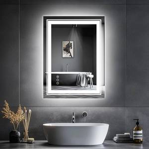 lot 342287 image: Snowdool LED Bathroom Mirror, 20x28 Mirror with Front and Backlit, Anti-Fog, Bathroom Vanity Mirror for Wall, Memory, Stepless Dimmable, Tempered Glass (HorizontalVertical)