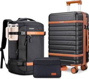 lot 442177 image: 20 Carry On Luggage Set 3 Piece With Travel Backpack, YKK Zippers