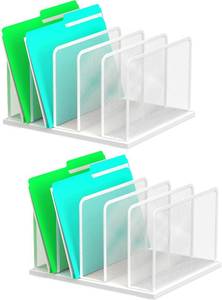 lot 442184 image: Kuntine.B 5-Section Upright Desk File Organizer White 2 Pack