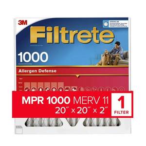 lot 442191 image: Filtrete 20 in. W X 20 in. H X 2 in. Polypropylene 1000 MPR Pleated Air Filter 4 pk