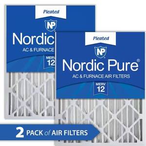 lot 442197 image: Nordic Pure 20 in. x 25 in. x 4 in. Allergen Pleated Furnace Air Filter MERV 12 (2-Pack)