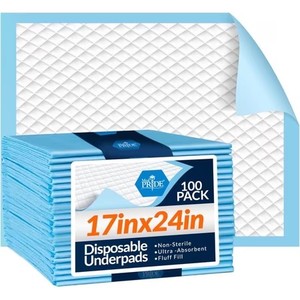 lot 442210 image: MED PRIDE Disposable Bed Pads 17x24 100 Count Absorbent Bed Liners for Incontinence Kids Adults Elderly Pets Leak-Proof Bed Wetting Pads