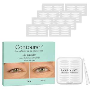 lot 442234 image: Contours Rx Lids by Design   N 4 Invisible Instant Eyelid Lift Strips for Slight Hooded, Droopy & Heavy Lids   Medical-Grade, Non-Surgical Eye Lift Tape   80 Count