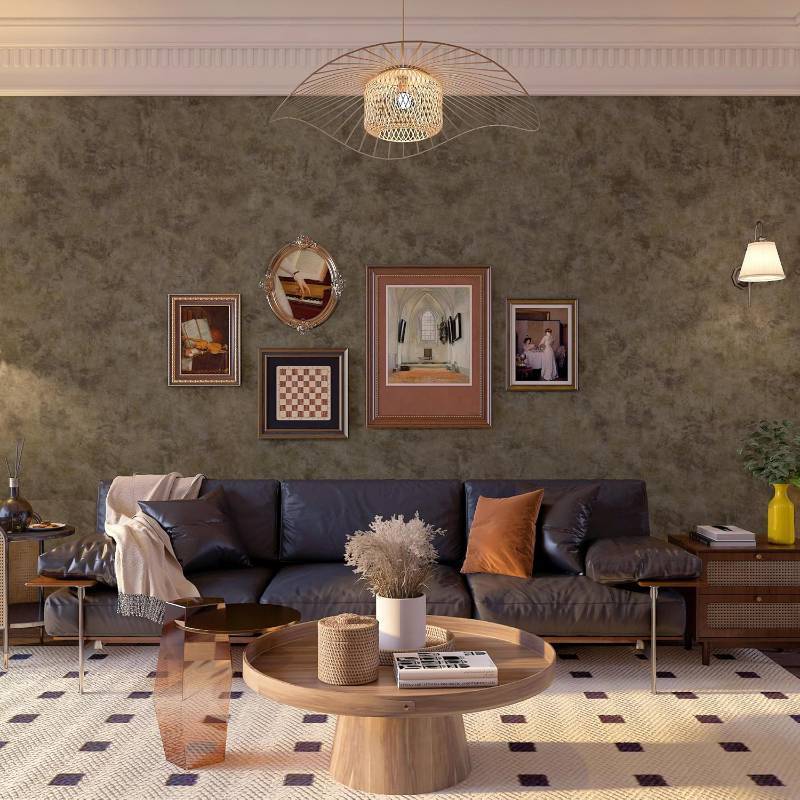 lot 401499 image: Copper Peel and Stick Wallpaper Concrete Wall Paper for Bedrooms 31.5x158  GoldBrown Modern Wall Covering Self Adhesive Cement Industrial Vinyl Wrap Metallic Contact Paper for Bathroom Waterproof