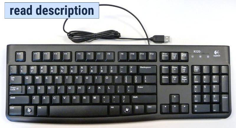 lot 161542 image: Logitech K120 USB Wired Standard Keyboard (Renewed)