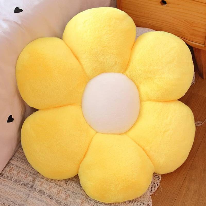 lot 142305 image: lannery Flower Plush Throw Pillows, Flower Floor Pillow Seating Cushion Toy for Reading, Room, Watching TV (25.6, Yellow-2)