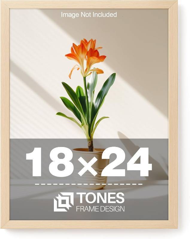 lot 242189 image: TONES FRAME DESIGN 18x24 Frame Natural Wood 24x18 Frame Without Mat,1 Pack