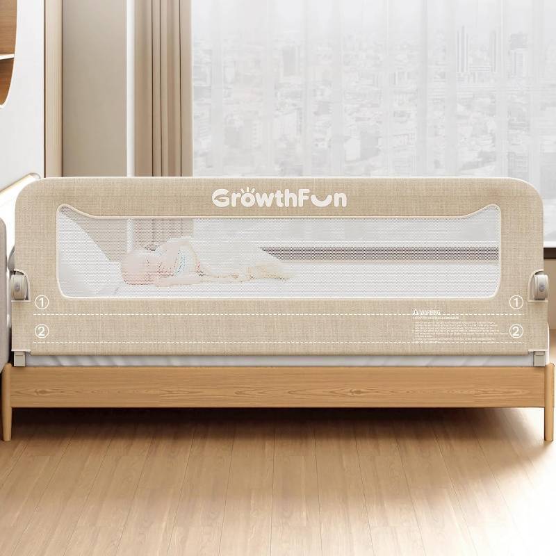 lot 242213 image: Foldable Bed Rail for Toddlers, 71in Reinforced Carbon Steel Frame&Connectors, Breathable Cationic Fabric, Safety Toddler Bed Rails for Queen, King, Twin, Full, No-Tool Setup.