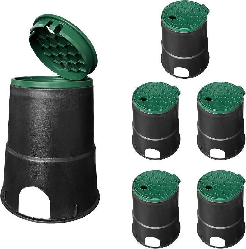 lot 442161 image: 6 Pack Valve Box with Anti-Slip Hexagon Surface 6 inch Plastic