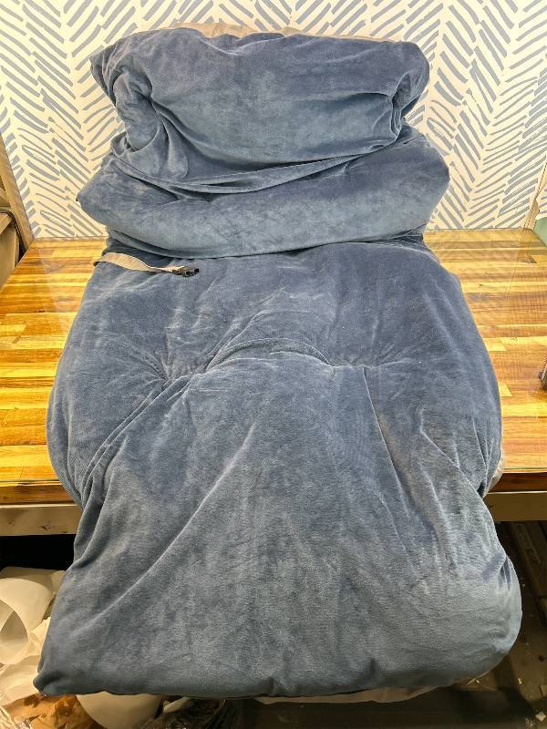lot 221582 image: Blue Cot Mattress Cover