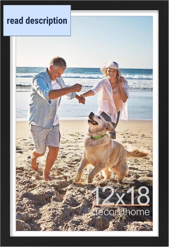 lot 131495 image: decorUhome 12x18 Picture Frame, Fits 11x17 Photos with Mat, Black
