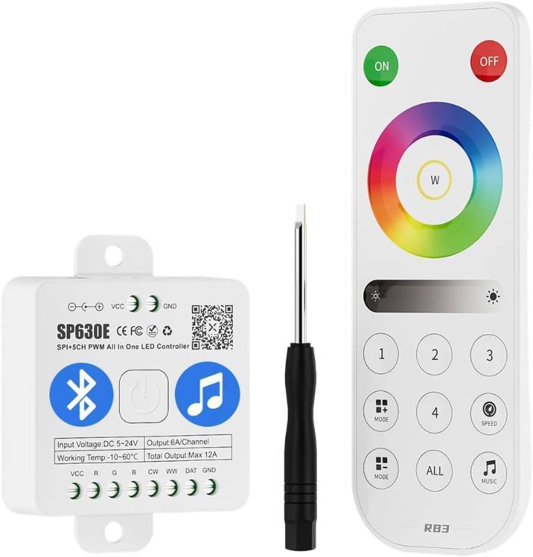 lot 431461 image: BTF-LIGHTING SP630E Bluetooth Controllers 4 Zones 2.4GHz RF RB3 Remote Kit