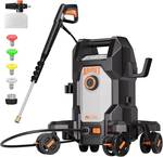 Retails for $170! AIVOLT 4800PSI Electric Pressure Washer, Electric Power Washer | Anti-Tipping 4-Wheel Design, 4 Nozzles, Foam Cannon, Spray Gun, 36FT Cable & 25FT Hose for Cars, Driveways, Patios & Home