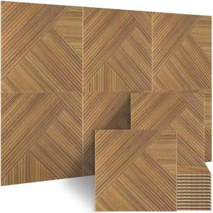 lot 161615 image: Retails for $129 BUBOS 6 Pack Wood Wall Panel,23.6x23.6 Peel and Stick Faux Acousitc Panel