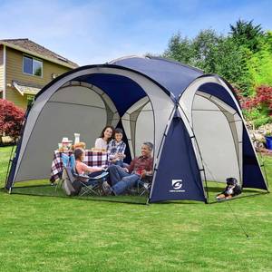 lot 261634 image: Retails for $160 UNICAMPER Beach Tent 12 X 12ft Large UPF50 Pop Up Canopy with 2-Pcs Side Wall, Sun Shelter Rainproof, Waterproof for Camping Trips, Backyard Fun, Fishing, Parties, Or Picnics(Navy Blue)