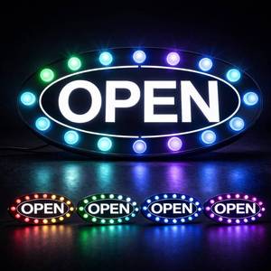 lot 461473 image: Retails for $236 Outdoor LED Open Sign, Waterproof Business Open Sign for Store Window, Large Ultra Bright Illuminated Open Sign with Remote, RGB Color Changing, Waterproof Adapter & Switch