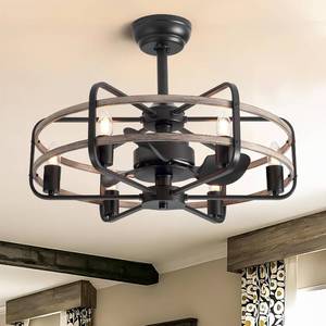lot 461491 image: Retails for $220 25-Inch Farmhouse Ceiling Fan with Light and Remote Grey Wood Grain