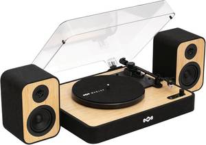 lot 461492 image: Retails for $333 House of Marley Revolution Wireless Turntable with Speakers - Sustainably Made Bluetooth Record Player with 8W Bookshelf Speakers, Easy Set Up Vinyl Player with Dust Cover