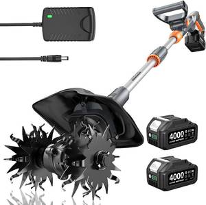 lot 261631 image: Retails for $150 Cordless Tiller Cultivator for Gardening, Battery Powered Garden Rototiller