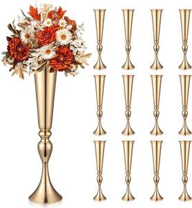 lot 261659 image: Retails for $175 12 Pcs 21.65 Tall Gold Vases for Wedding Centerpieces & Tables Decor