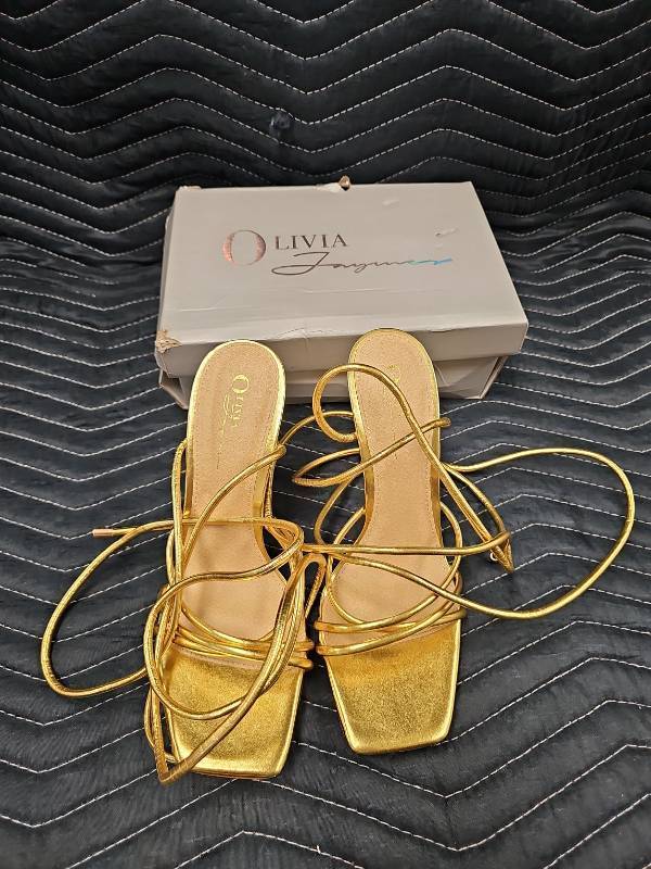lot 61301 image: Olivia Jayme strappy lace-up high heels - 10