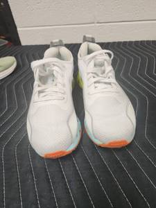 lot 25636 image: Reebok White Neon Yellow Orange Athletic Running Shoes