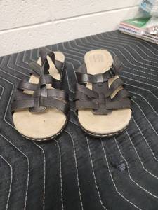 lot 25651 image: Corbelle Bahama Black Leather Sandals WMS 10 Med
