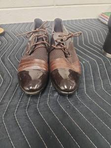 lot 25669 image: Oxford Wingtip Lace-Up Dress Shoes w Mesh Panel Brown