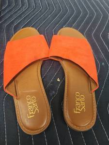 lot 25678 image: Franco Sarto Orange Suede Slide Sandals Size 10