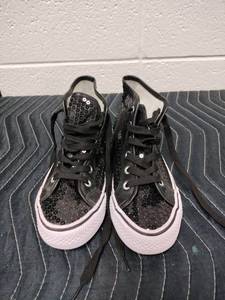 lot 25690 image: Balera Black Sequin High-Top Canvas Sneakers Size 4