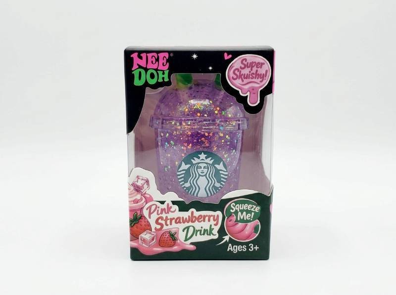 lot 63830 image: Nee Doh Pink Strawberry Drink Squishy Toy-Purple