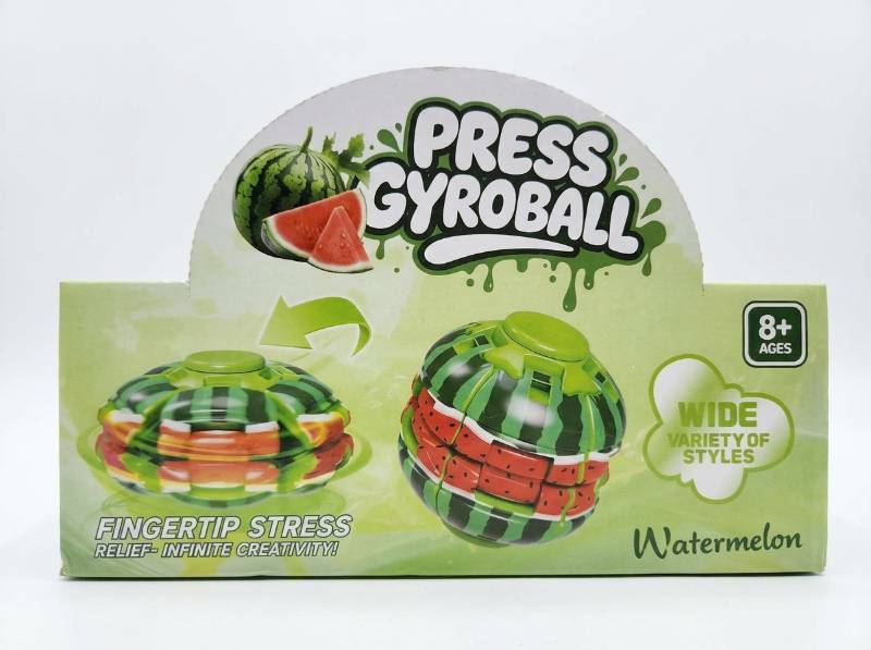 lot 63848 image: Press Gyroball Watermelon Fingertip Stress Relief Toy