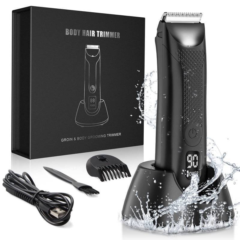 lot 59062 image: Groin Hair Trimmer for Men, Electric Body Hair Trimmer, Pubic Hair Trimmer with LED Light, Beard Trimmer Body Groomer Ball Shaver Waterproof - Retail $55