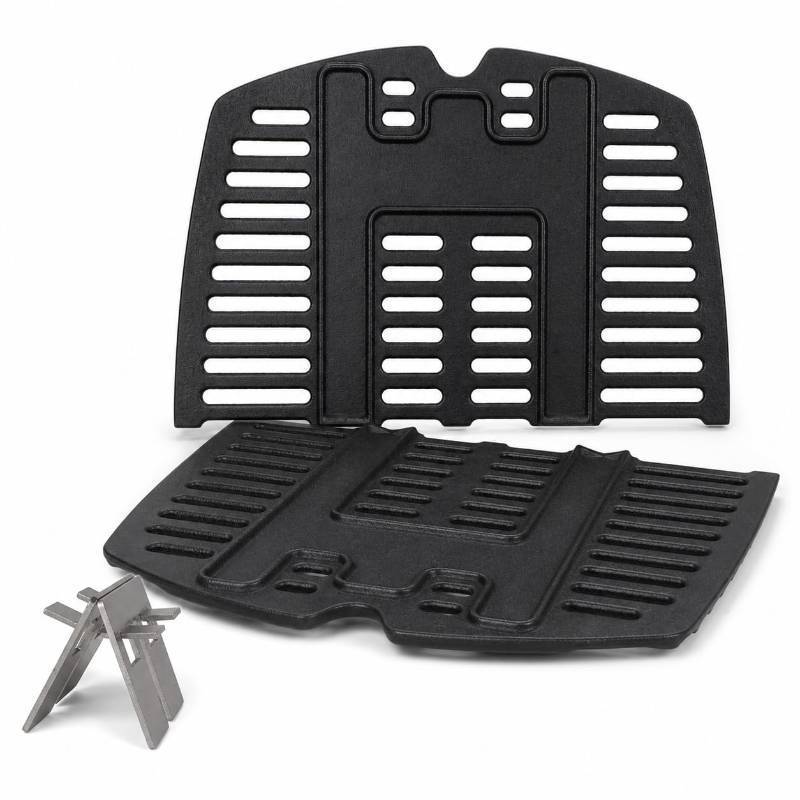 lot 59033 image: Cast Iron Grill Grates for Weber Q100Q1000 Series, 2-Piece - Retail $33