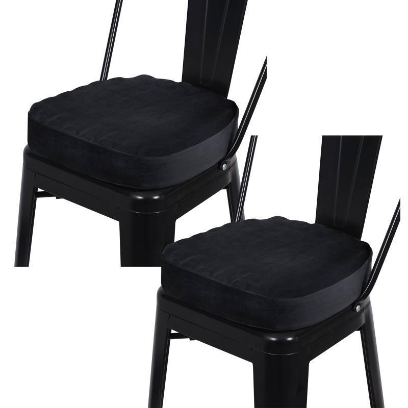 lot 59075 image: 14x14 Inches Non Slip Metal Dining Chair Pads Set of 2, Super Soft Bar Stool Cushions Kitchen Chair Pads with Ties - 2 Cushions only (Black, 14x14x3in) - Retail $30