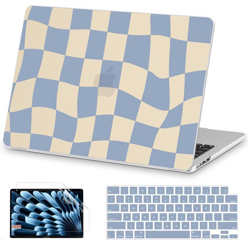 lot 46877 image: MacBook Air 15 inch Case M5 M4 M3 M2 2026-2023, Blue Checkerboard - Retail $20