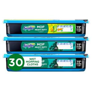 lot 39021 image: Swiffer Heavy Duty Mop Wet Multi-Surface Cloth Refills for Floor Mopping and Cleaning, Gain and Unstopables Scents, 30 count - Retail $18