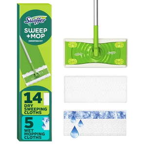 lot 39022 image: Swiffer Sweeper 2-in-1 Sweep and Mop Starter Kit 1 Mop  19 Refills - Retail $21