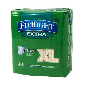 lot 39042 image: FitRight OptiFit Extra Briefs with Tabs  Adult Incontinence Brief  Moderate Absorbency  X-Large  56 -64   20 Count - Retail $20