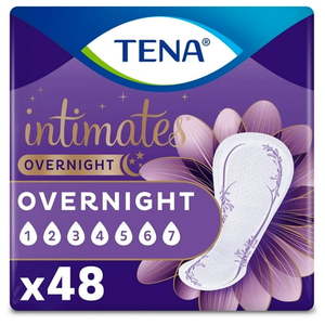 lot 39053 image: Tena Intimates Overnight Absorbency Incontinence Pad for Women  48ct - Retail $30