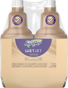 lot 39057 image: Swiffer Wetjet Wood Floor Cleaner Solution Refill, 42.2 Oz - 2 Pack - Retail $13