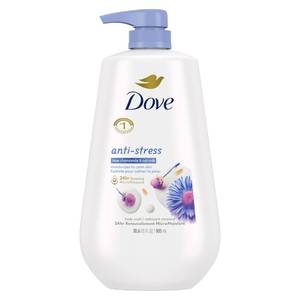 lot 39068 image: Dove 24hr Anti-Stress Lotion Body Wash, Blue Chamomile & Oat Milk 30.6 oz - Retail $13