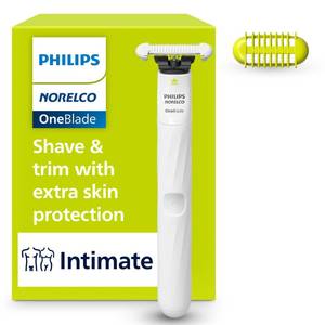 lot 39079 image: Philips Norelco OneBlade Intimate Trimmer and Shaver with Skin Protection. - Retail $30