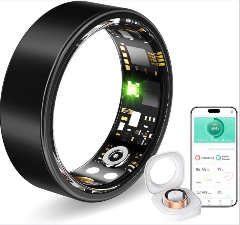 lot 3 image: Smart Ring for Women & Men, Smart Rings Health Tracker with Heart Rate, Sleep Monitoring, Long Lasting Battery, IP68 Waterproof Fitness Ring for iOS & Android, (GOLD COLOR NOT BLACK) Circumference 59.5mm x 18.8mm ID
