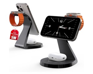 lot 81 image: 3 in 1 Charging Station for Apple Devices,Mag-Safe Charger Stand Fast Charging,Wireless Charger for iPhone 1615141312 Series,& AirPods,& iWatch(USB-C Charger Included)