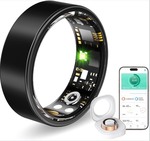 Smart Ring for Women & Men, Smart Rings Health Tracker with Heart Rate, Sleep Monitoring, Long Lasting Battery, IP68 Waterproof Fitness Ring for iOS & Android, (GOLD COLOR NOT BLACK) Circumference 59.5mm x 18.8mm ID